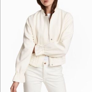 BNWT H&M Bomber/Zip Jacket with Ruffles in Ivory